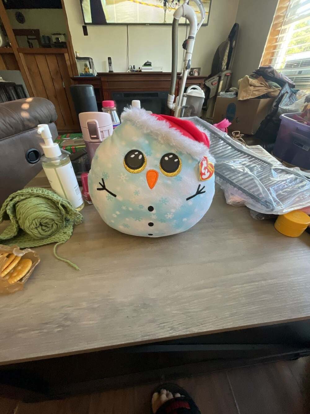 Ty Squish-A-Boos Fleck The Christmas Snowman Plush Pillow